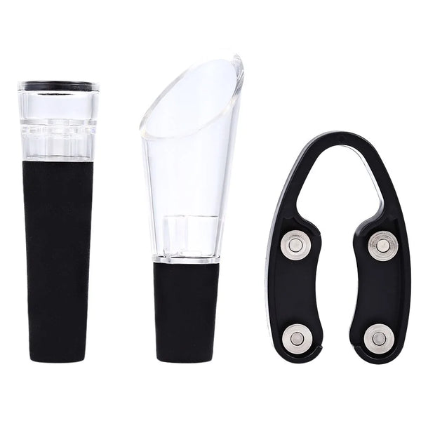 Electric Automatic Wine Bottle Opener Set with Foil Cutter, Vacuum Stopper, and Pourer